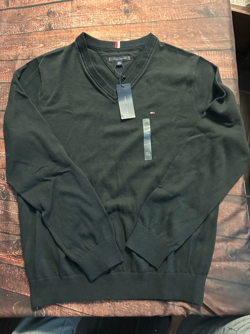 Tommy Hilfiger Men’s Black V-Neck Pullover Sweater